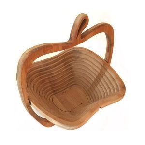 Vintage Craftsman Collapsible Bamboo Basket in Apple Shape
